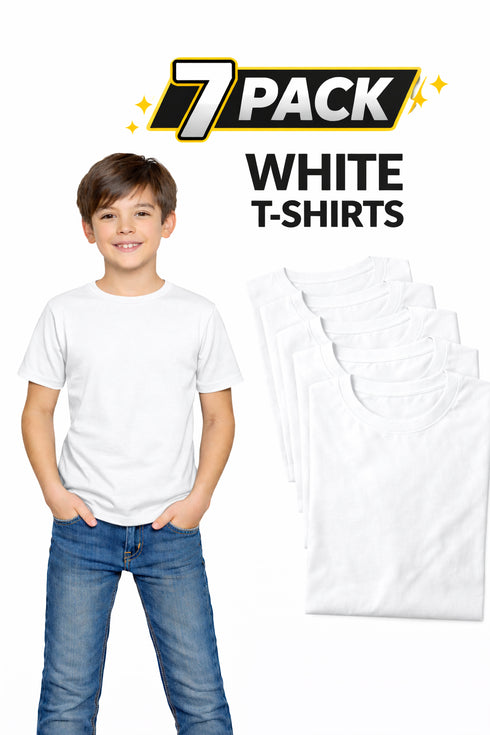 7 Pack Kids Plain Cotton Blend T-shirts