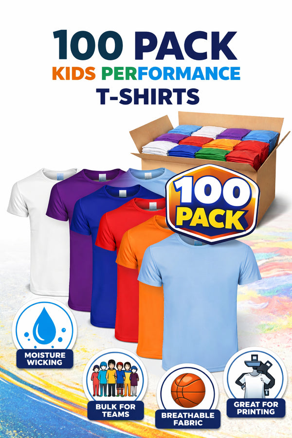 100 Pack Kids Short Sleeve Crew Neck T-Shirts - £1.20 Per Unit