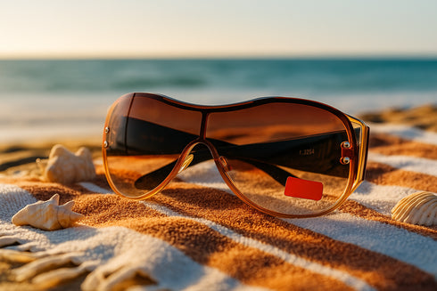 Stylish Oversized Shield Sunglasses – Brown Tinted UV Protection Shades