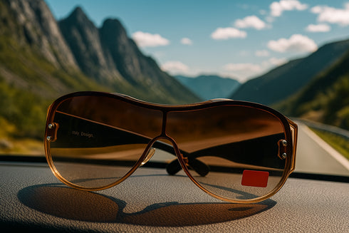 Stylish Oversized Shield Sunglasses – Brown Tinted UV Protection Shades