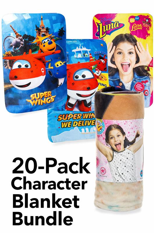 Kids’ Character Fleece Blankets – 20/40 Pack