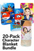 Kids’ Character Fleece Blankets – 20/40 Pack