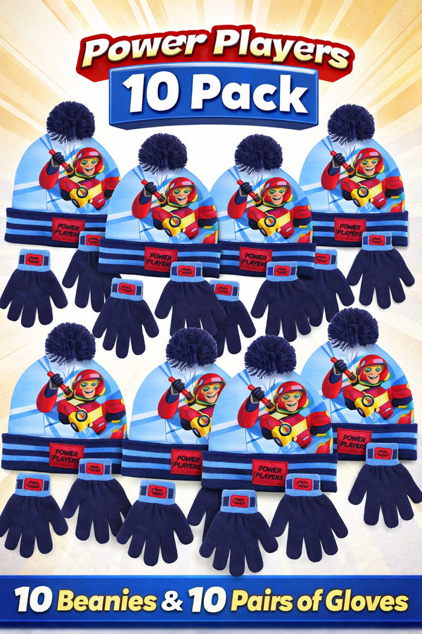 Power Players Kids Beanie Hat Gloves - 10/20 Pack