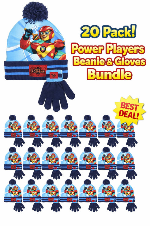 Power Players Kids Beanie Hat Gloves - 10/20 Pack