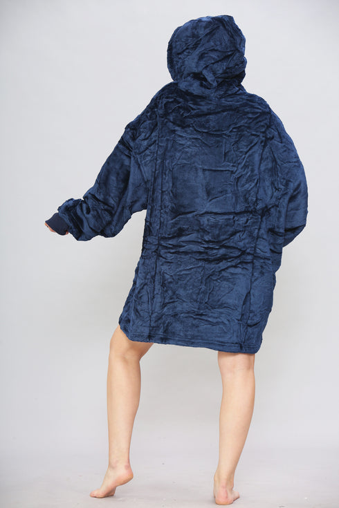 Unisex Oversized Blanket Hoodie – Navy Ultra Soft Wearable Fleece
