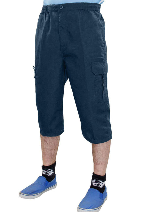 Mens Three Quarter Cotton Cargo Shorts