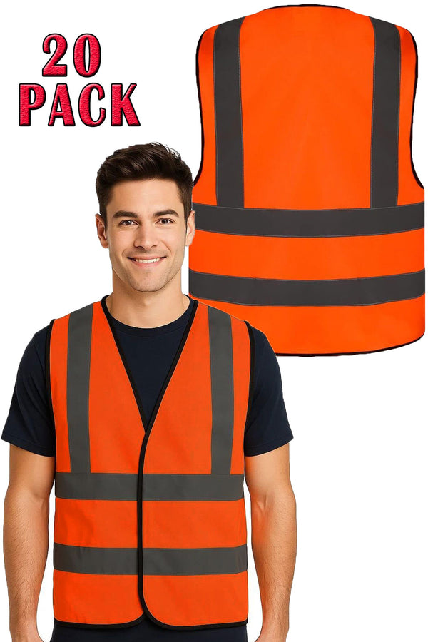 High Vis Reflective Stripes Vest - 10/20 Pack