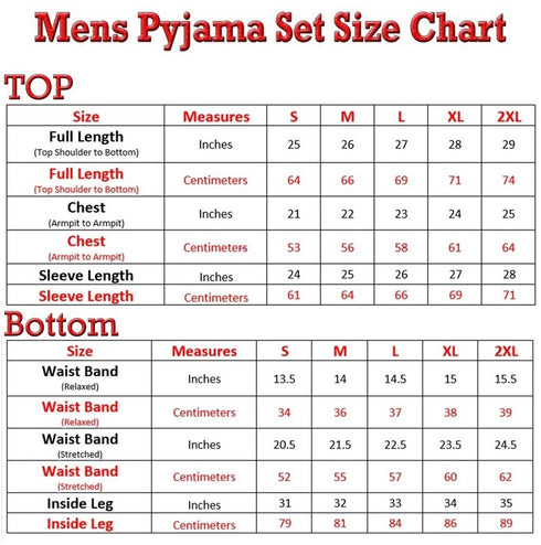 Men’s Santa Christmas Pajamas – Printed Long Sleeve Red and Black Holiday Sleepwear Set