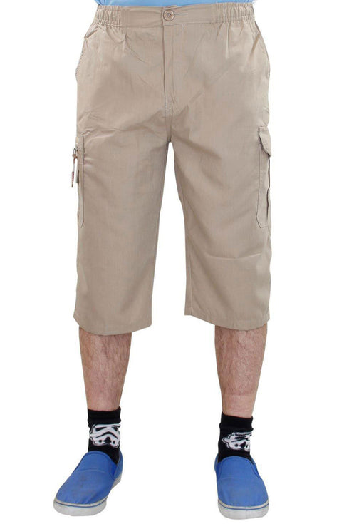 Mens Three Quarter Cotton Cargo Shorts