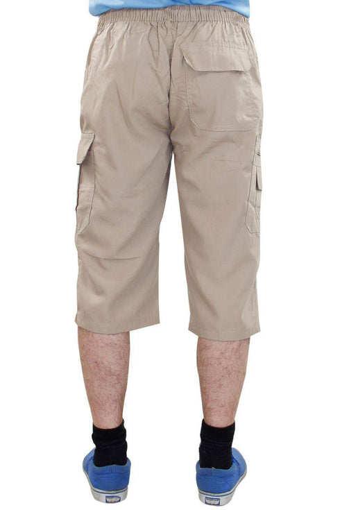 Mens Three Quarter Cotton Cargo Shorts