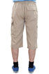 Mens Three Quarter Cotton Cargo Shorts