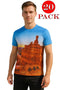 Men’s Scenic Landscape Print Short Sleeve T-Shirt - 20/40 Pack