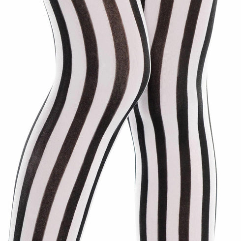 Kids Black and White Striped Leggings | Halloween Costume Tights - 2/4 Pack