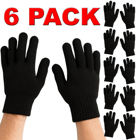 6 Pack Men’s Winter Gloves – Warm Knit Gloves for Cold Weather