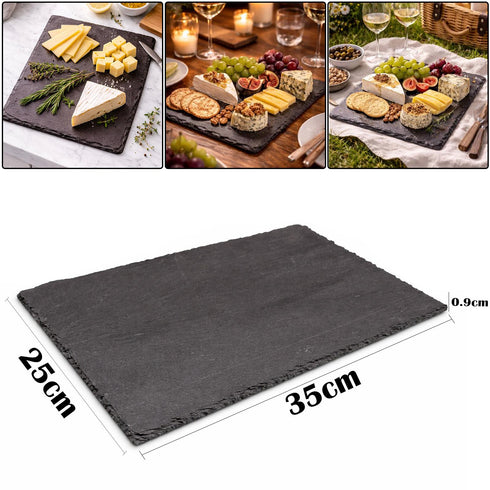 Natural Slate Serving Board – Rustic Stone Cheese & Charcuterie Platter for Appetisers, Sushi & Desserts