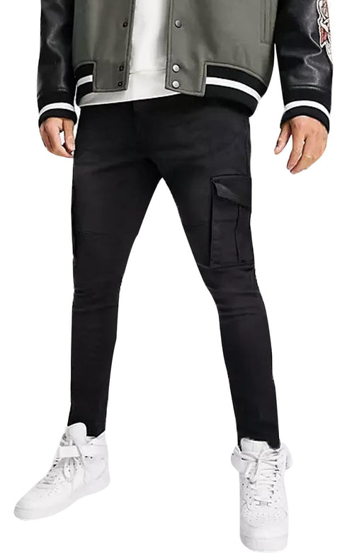 Mens Skinny Cargo Denim Jeans