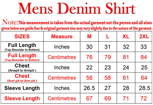 Mens Cotton Denim Long Sleeve Shirt
