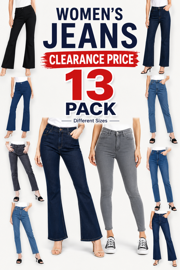 13 Pack Women’s Jeans Mixed Sizes Clearance Bundle - From £2.69 Per Unit