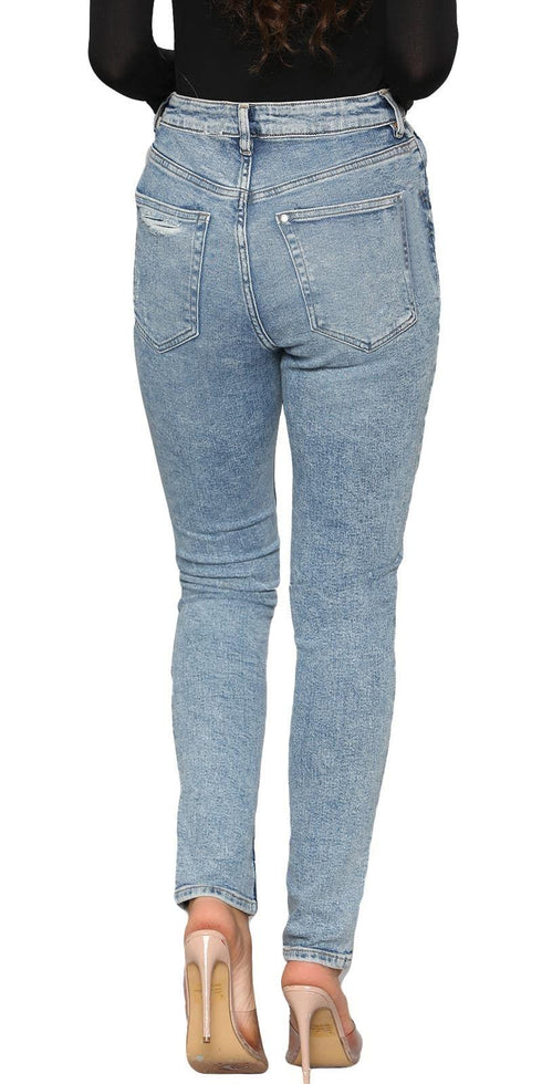 Women’s Light Blue Distressed High Waist Skinny Jeans