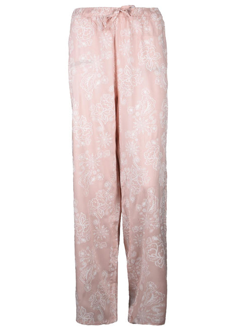 Women’s Pink Floral Print Pajama Pants – Soft Lounge Wear with Drawstring Waist