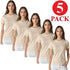 5 Pack Womens Plain Crew Neck T-Shirts