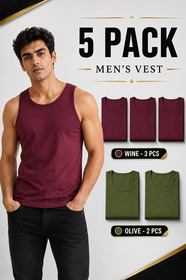 5 Pack Gaffer Mens Vest Assorted - 2XL