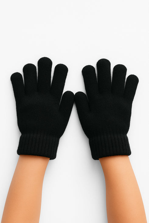 6 Pairs Kids Winter Gloves – Assorted Colours, Warm Knit Stretch Gloves
