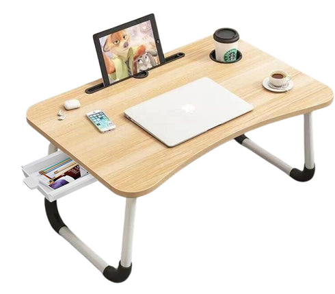 Folding Laptop Table with Storage Drawer