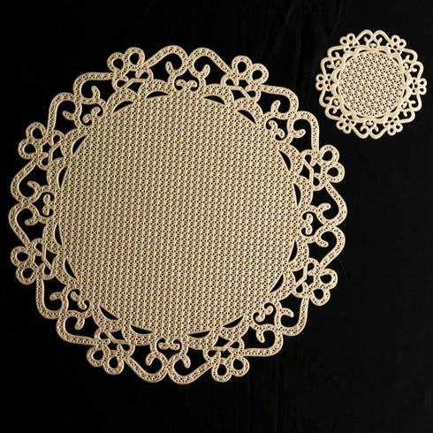 4 Pack Round Gold PVC Placemats & Coasters