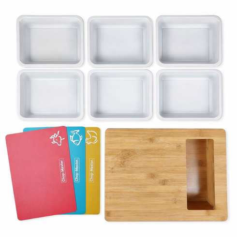 Bamboo Cutting Board Set with Colour-Coded Chopping Mats & Storage Tray – Hygienic Kitchen Food Prep System