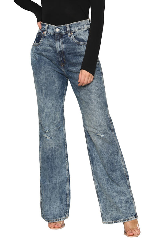 Women’s High Waist Acid Wash Ripped Straight Leg Jeans