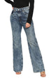 Women’s High Waist Acid Wash Ripped Straight Leg Jeans