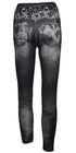 Women’s Ripped Denim Print Jeggings – High Waist Stretch Skinny Jeans with Faux Belt Design