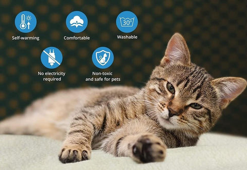 Self-Heating Pet Pad: Non-Electric, Soft, Washable Thermal Mat for Dogs & Cats - Ideal for Indoor Winter Use (60x45cm), 10/20 Pack.