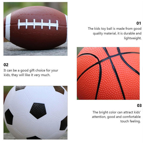 Kids Sports Ball Set – Football, Basketball & American Football