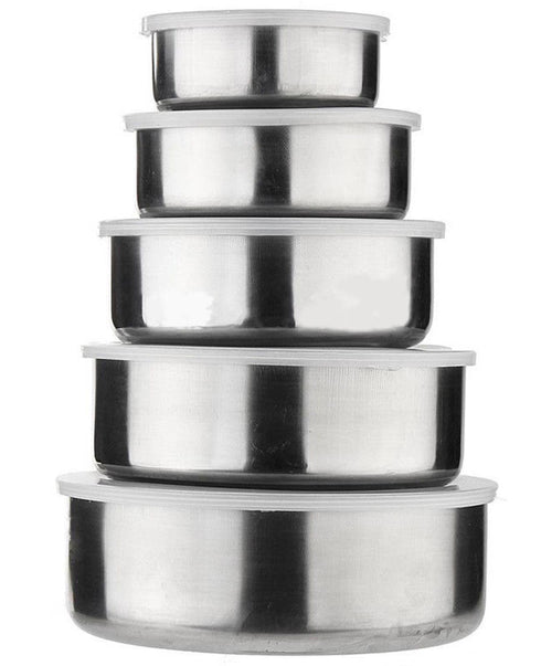 15-Piece Stainless Steel Bowl Set with Lids & Measuring Spoons