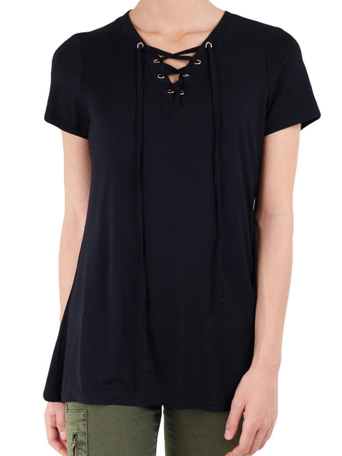 Womens Neck Fitted Drawstring Top