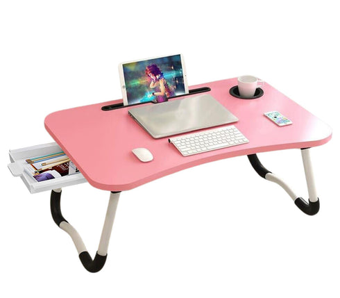 Folding Laptop Table with Storage Drawer