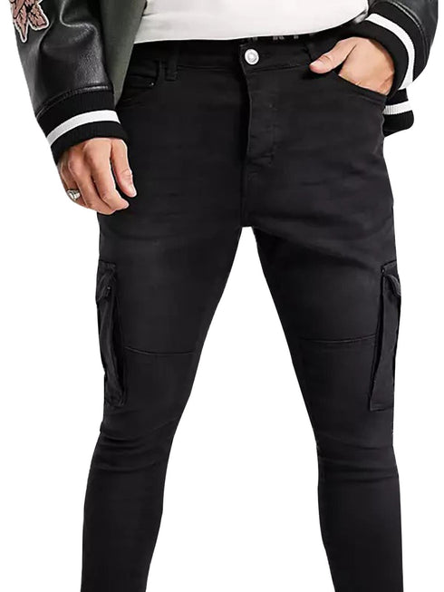 Mens Skinny Cargo Denim Jeans