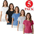 5 Pack Womens Plain Crew Neck T-Shirts