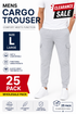 25 Pack Men’s Grey Cargo Jogger Trousers Large - From £4.99 Per Unit