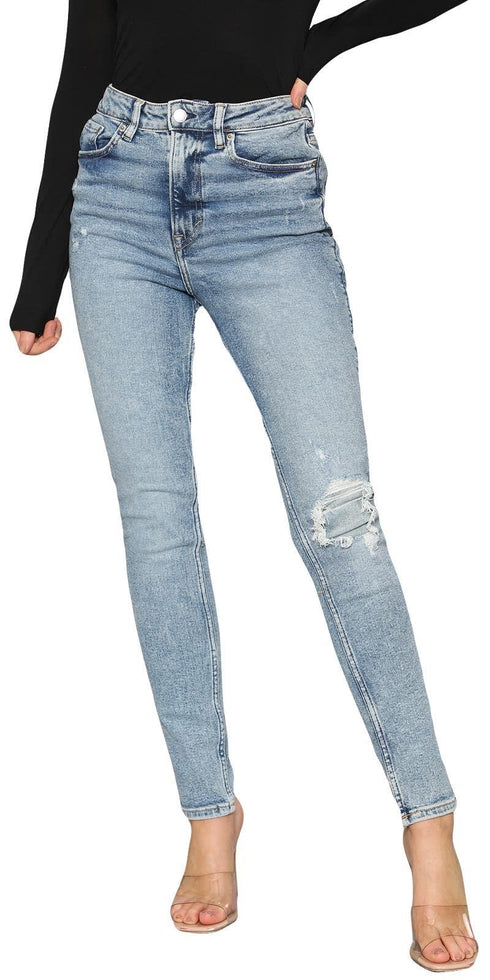 Women’s Light Blue Distressed High Waist Skinny Jeans