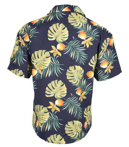 Men’s Hawaiian Shirt with Tropical Leaf and Floral Print – Casual Beachwear