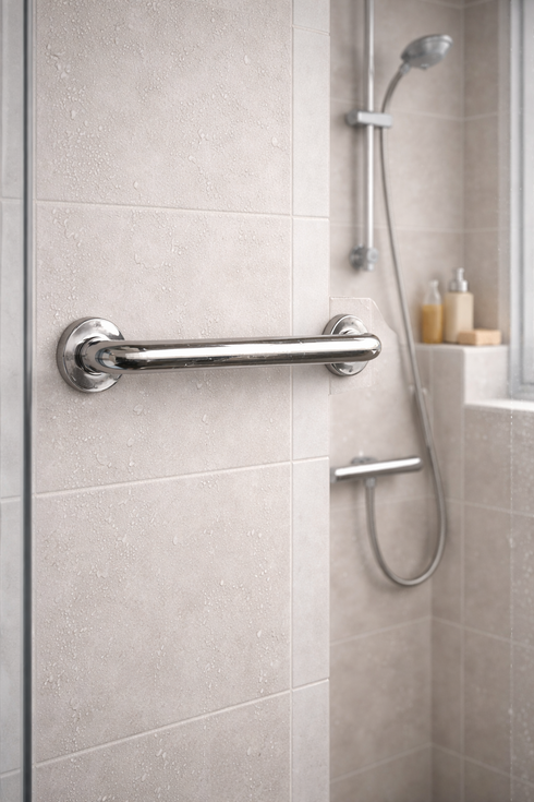 Evekare Classic LED Grab Rail 450mm – Stainless Steel Bathroom Safety Support Bar with Motion-Activated Light