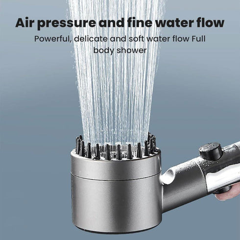 TrueFace 3 Mode Turbocharged High Pressure Shower Head – Water Saving Handheld Spray with On/Off Switch (Matte Grey)