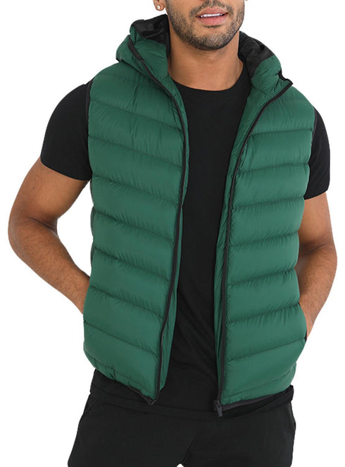 Mens Hooded Sleeveless Padded Puffer Jacket