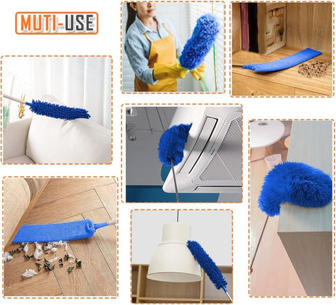 6-Piece Extendable Microfiber Duster Cleaning Kit – Telescopic Handle for Ceiling Fans, Blinds & Furniture