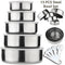 15-Piece Stainless Steel Bowl Set with Lids & Measuring Spoons