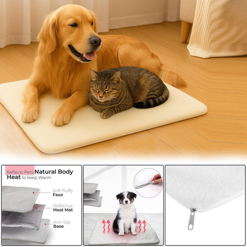 Self-Heating Pet Pad: Non-Electric, Soft, Washable Thermal Mat for Dogs & Cats - Ideal for Indoor Winter Use (60x45cm), 10/20 Pack.