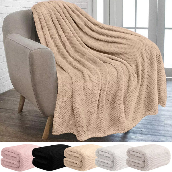 Soft Waffle Weave Throw Blanket – Lightweight Cozy Sofa & Bed Blanket